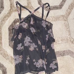 Gray blouse with flowers